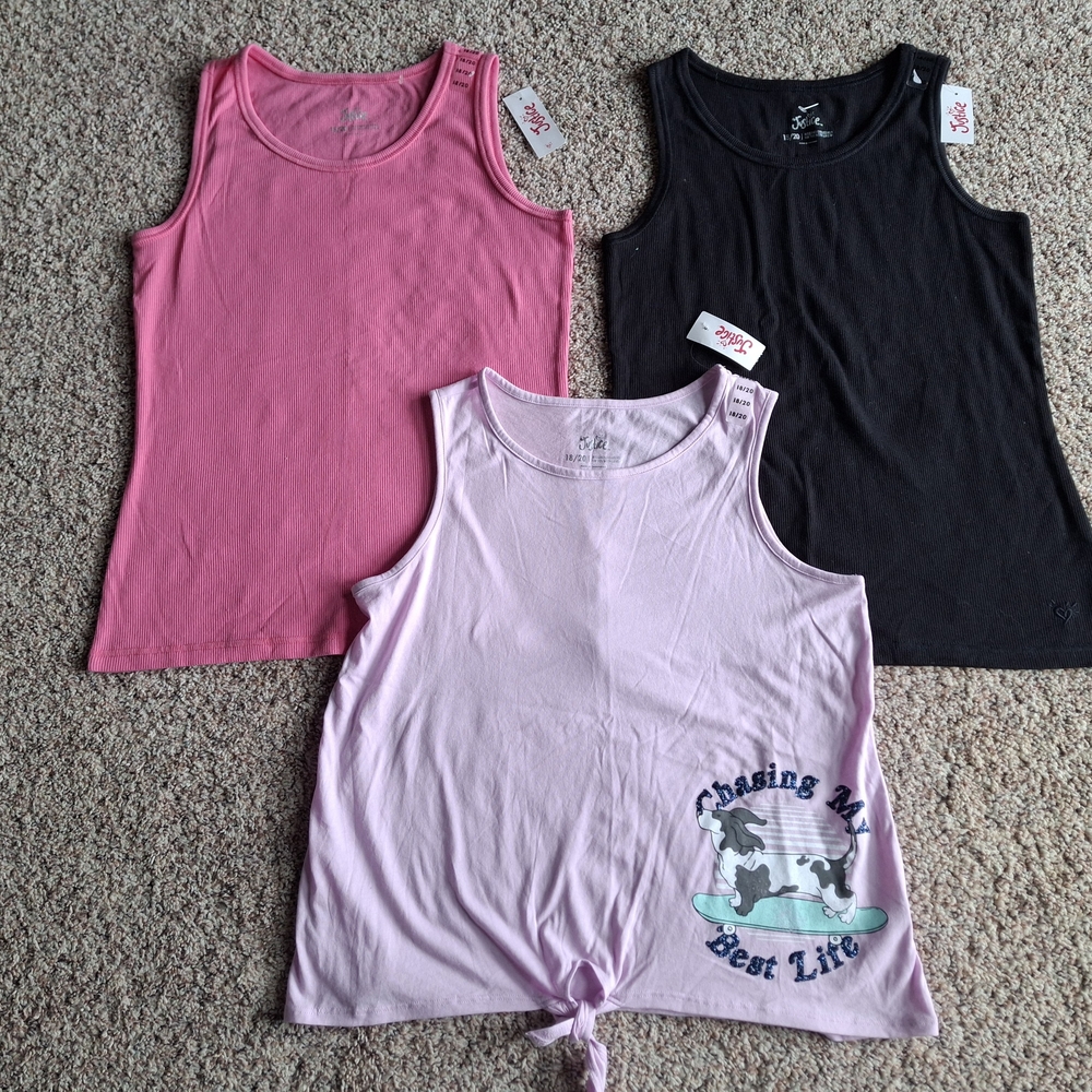Justice Pink and Black Tank Tops Set